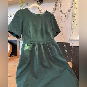Roolee Forest Green Dress with Pockets and Button Back